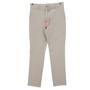 NWT QUINCE Ultra Stretch Ponte Straight Leg Pants ECRU Full Length Pull On SMALL